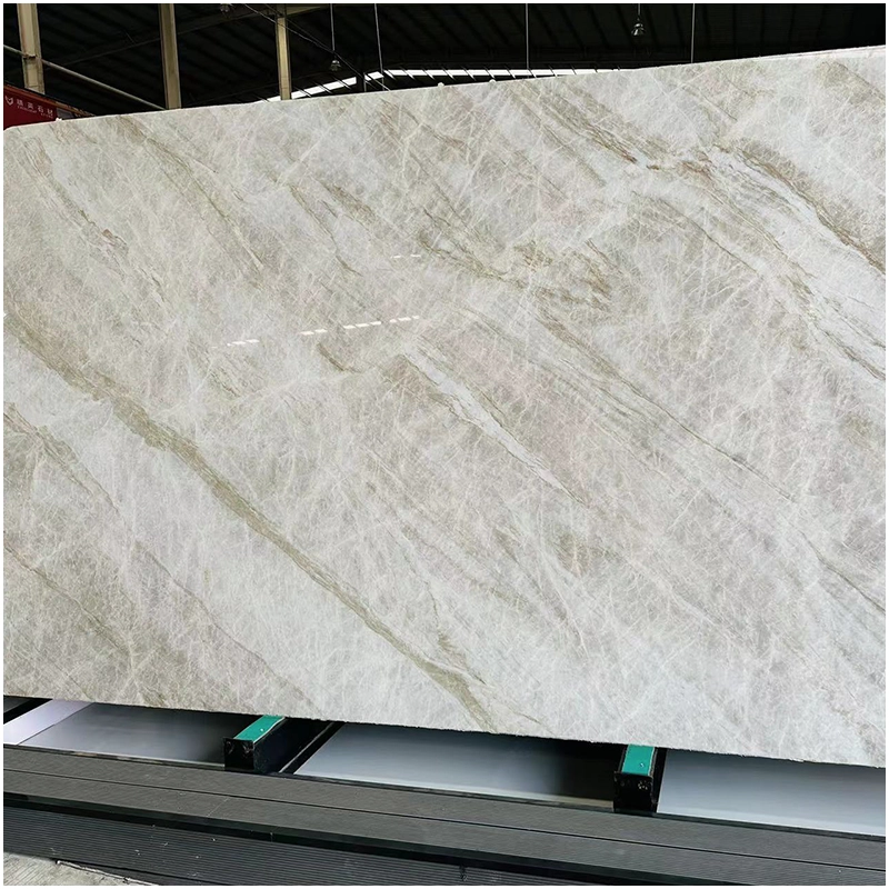 Perla Venata — lighter, cooler ivory ground with softer, more diffuse veining.